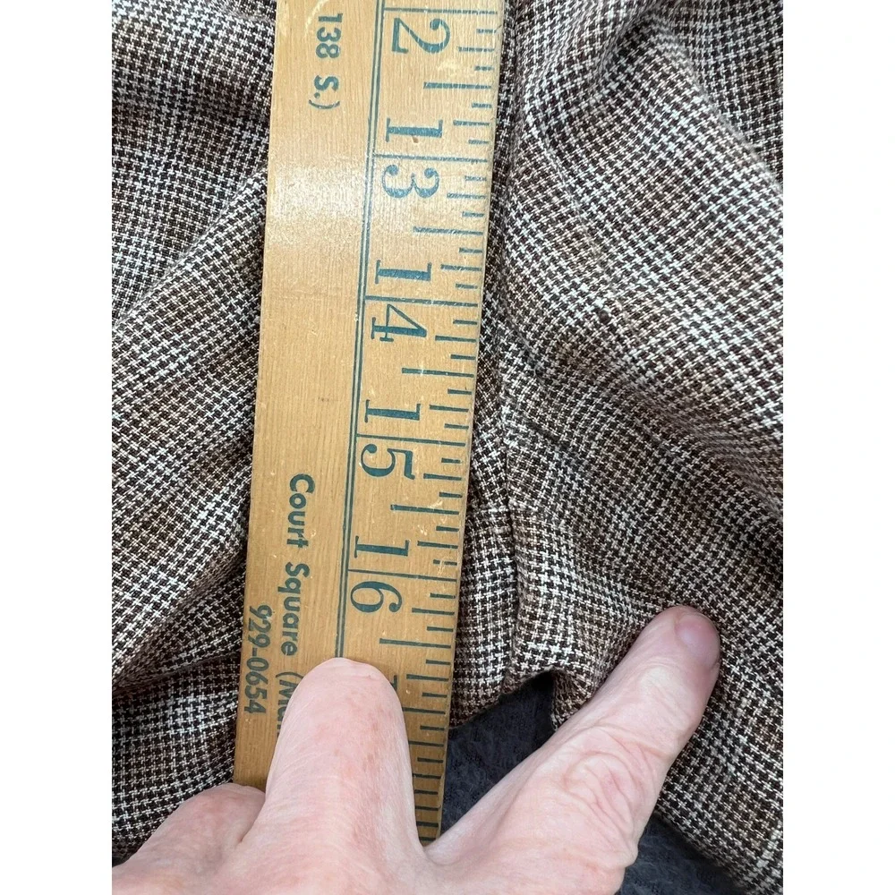 VTG Smokey Joes Pants Mens 34x28 Brown Houndstooth Pleated Cuffed Wide Leg
